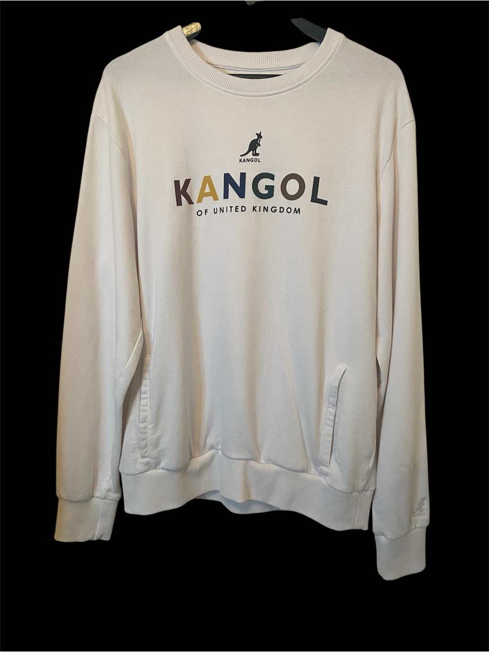 Kangol Multicolor Logo Crewneck Sweatshirt Men’s Large White Pullover